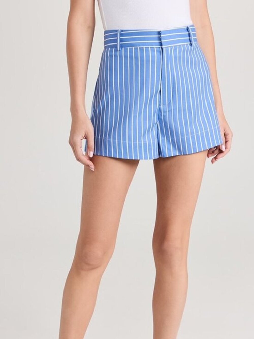 Reformation Blue Pin‎ Striped Willow Shorts in Tribune Stripe Size 12